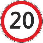 znak ogranichenie skorosti 20 km/ch